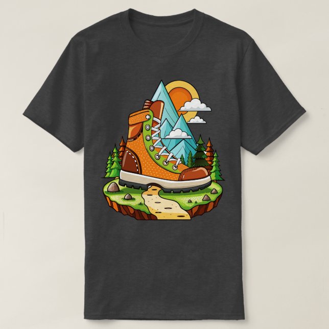 T-shirt minimaliste de démarrage randonnée (Design devant)