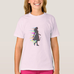 T-shirt Minimaliste Glitch Art Silhouette Maman Néon Esthé