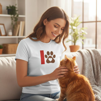 T-shirt Minimaliste Maman Chat - Cœur Empreinte de