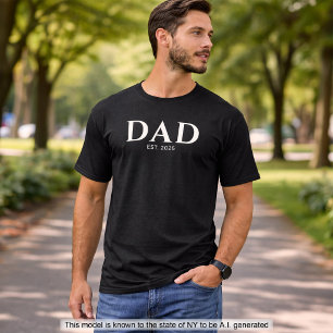 T-shirt Minimaliste Moderne Papa Noir Établit