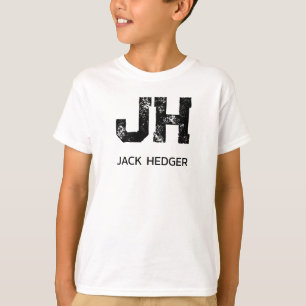 T-SHIRT MINIMALISTE NOIR MONOGRAMME À DEUX LETTRES NOM BLA