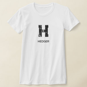 T-SHIRT MINIMALISTE NOIR MONOGRAMME À UNE LETTRE NOM BLANC