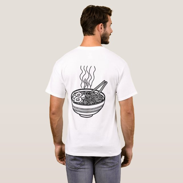 T-shirt minimaliste Ramen Line Art (Dos entier)