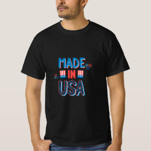 T-shirt Minimaliste Rouge Bleu Fabriqué Aux États-Unis Fêt