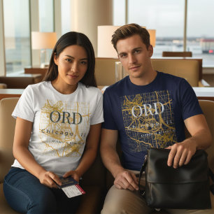 T-shirt Minimaliste Voyage Ville   Code aéroport ORD Chica