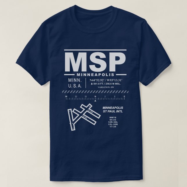 T-shirt Minneapolis St Paul International Airport MSP (Design devant)