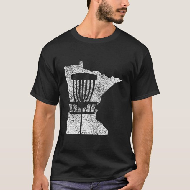 T-shirt Minnesota Disc Golf State With Basket Distressed (Devant)