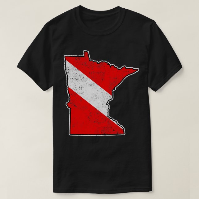 T-shirt Minnesota Dive Drapeau Plongée Plongée Carte d'éta (Design devant)