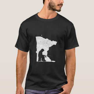T-shirt Minnesota Ice Fishing State Map