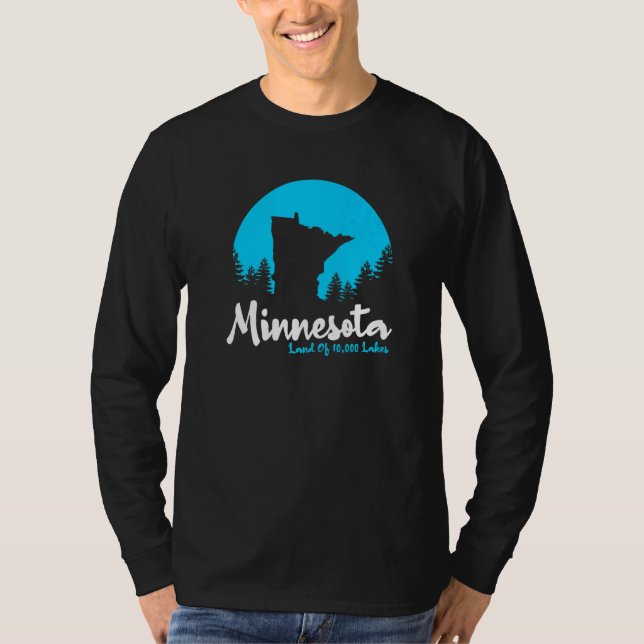 T-shirt Minnesota Terrain De L'État De 10000 Lacs (Devant)