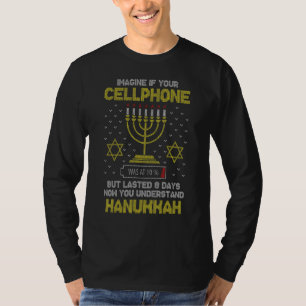 T-shirt Minorah Cellphone Hanoukka juif laid Noël S