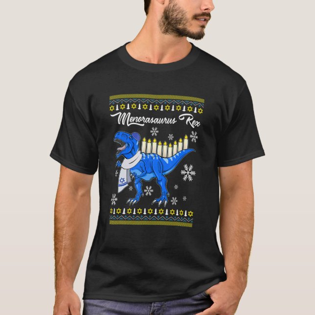 T-shirt Minorasaurus Rex Chemise Enfants Hanoukka Juif Cha (Devant)