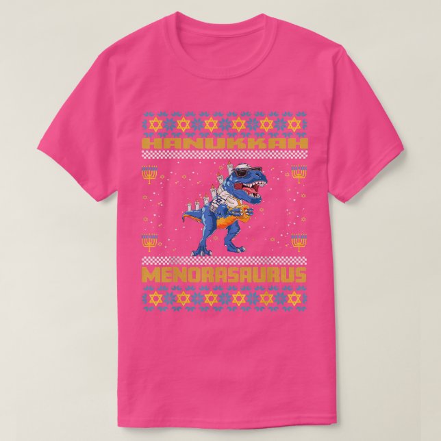T-shirt Minorasaurus Rex Menorah Dinosaur Hanoukka Pajama (Design devant)