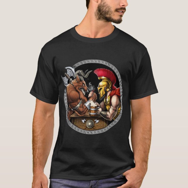 T-shirt Minotaure vs Spartan Bras de Fer (Devant)