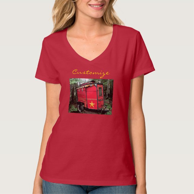 T-shirt Minuscule caravane rouge tzigane customisée  (Devant)