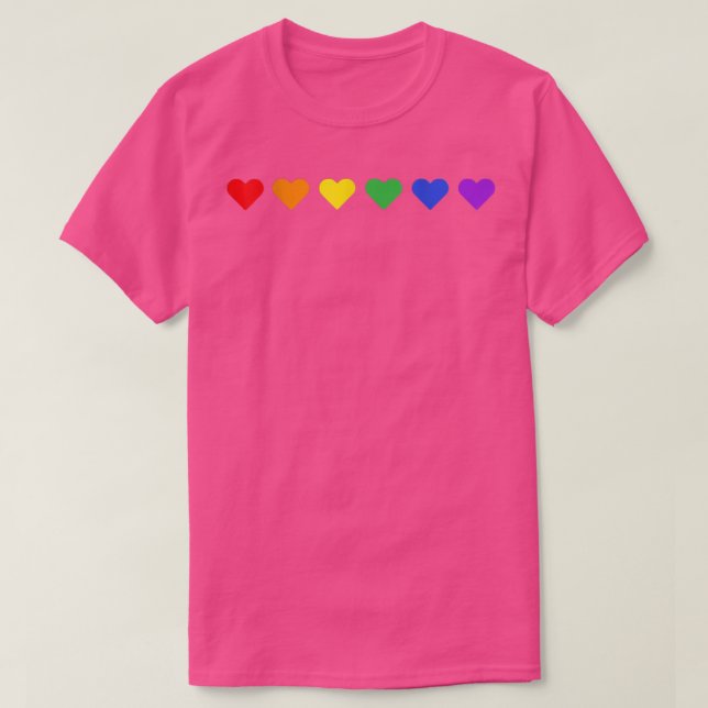 T-shirt Minuscule Coeurs arc-en-ciel Mois de fierté subtil (Design devant)