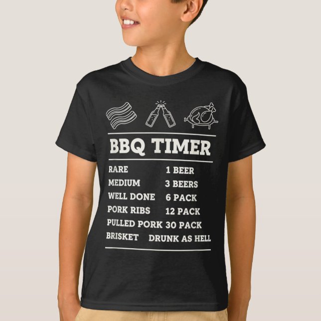 T-shirt Minuteur BBQ drôle graphique de cuisson de barbecu (Devant)