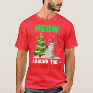 T-shirt Miow autour de l'arbre de Noël Père Noël Reindeer