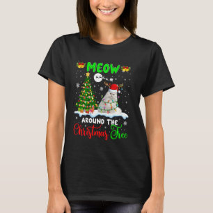 T-shirt Miow autour de Noël Arbre mignonne Père Noël Reind