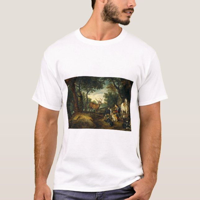 T-shirt Miracle de Saint Hubert par Peter Paul Rubens (Devant)