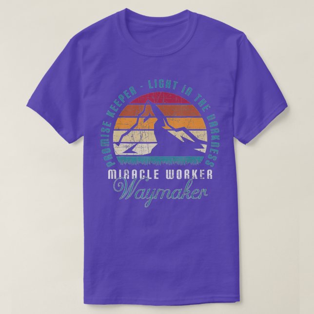 T-shirt Miracle Worker Waymaker Retro Mountain Religieux C (Design devant)