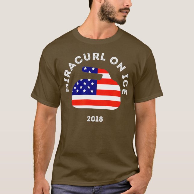 T-shirt Miracurl sur glace 2018 Drapeau américain de curli (Devant)