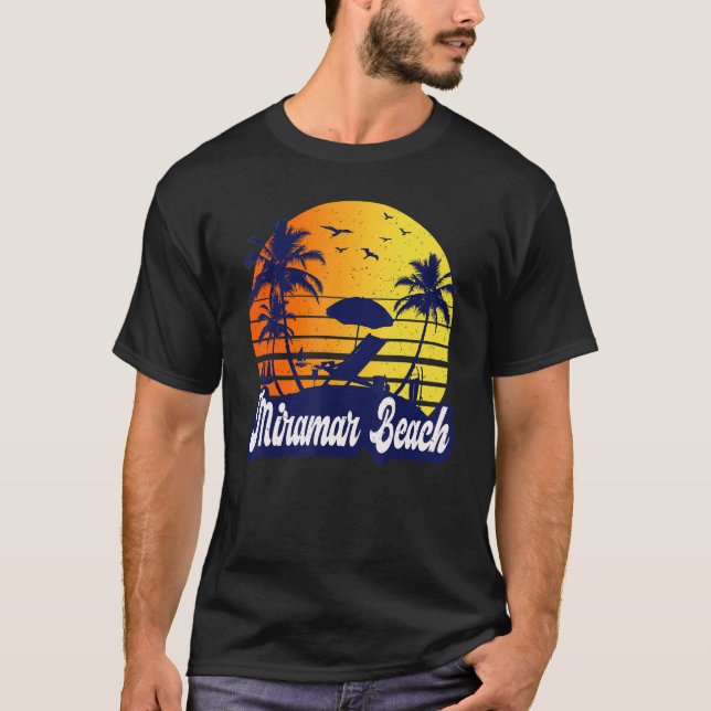 T-shirt Miramar Beach Floride Sunset Beach Retro (Devant)