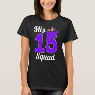 T-shirt MIS 15 Squad Quinceanera Violet Anniversaire Fête