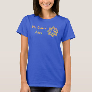 T-shirt Mis Quince Anos Lace Fleur Royal Blue Quinceanera