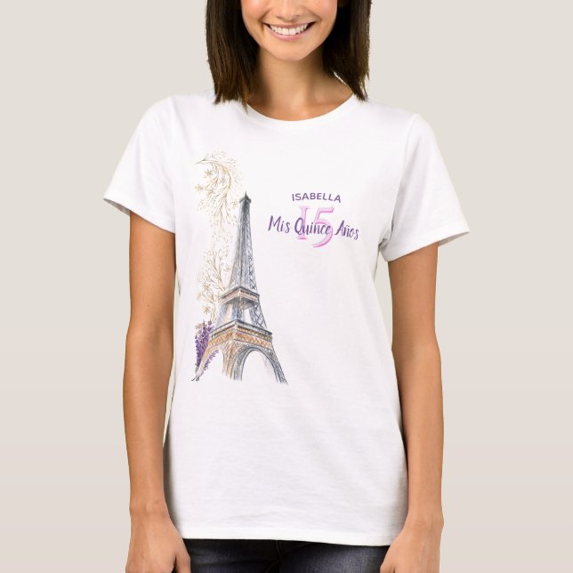 T-shirt Mis Quince Anos Paris Tour Eiffel Personnalisé Ann (Devant)