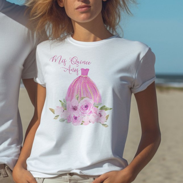 T-shirt Mis Quince Anos Pink Princess Floral 15e anniversa (Mis Quince birthday t-shirt from my Galaxy Floral Princess Quinceanera collection
)