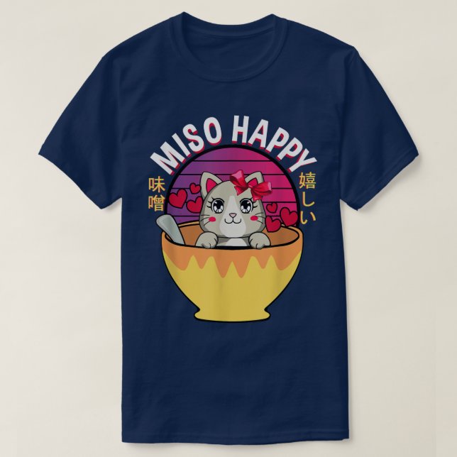 T-shirt Miso Happy Anime Cat Miso Soupe Omiotsuke Japonais (Design devant)
