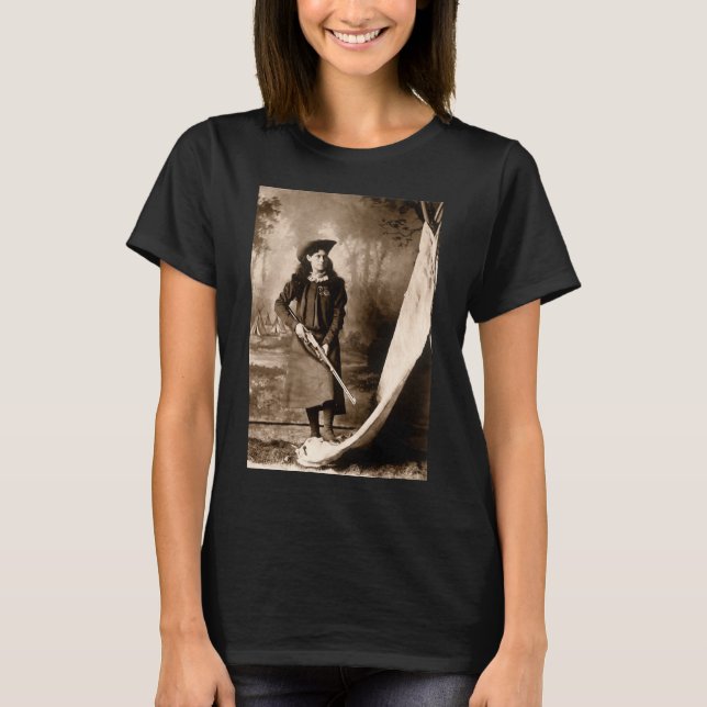 T-shirt Miss Annie Oakley avec pistolet, Portrait photo Vi (Devant)