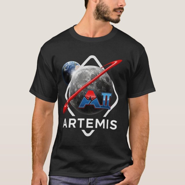 T-shirt Mission Artemis II Gras Rouge et Bleu (Devant)