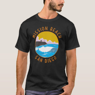T-shirt Mission Beach California Travel Art Vintage