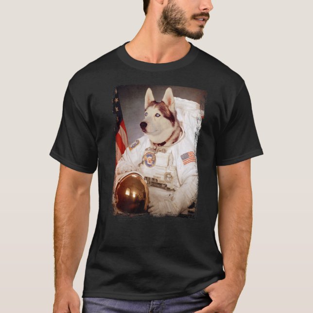 T-shirt Mission spatiale d'astronaute Husky sibérien Astro (Devant)