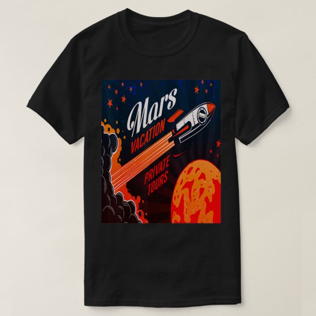 T-shirt Mission Vacances à Mars Idée cadeau (Design devant)