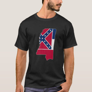 T-shirt MISSISSIPPI CARTE DE L'ÉTAT MISSISSIPPI MS Drapeau