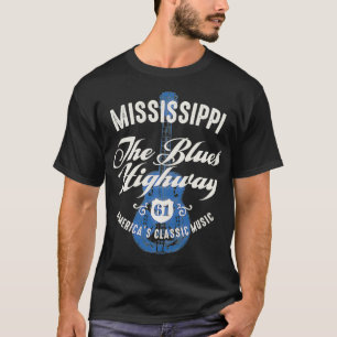 T-shirt Mississippi The Blues Highway 61 Music USA Guitar