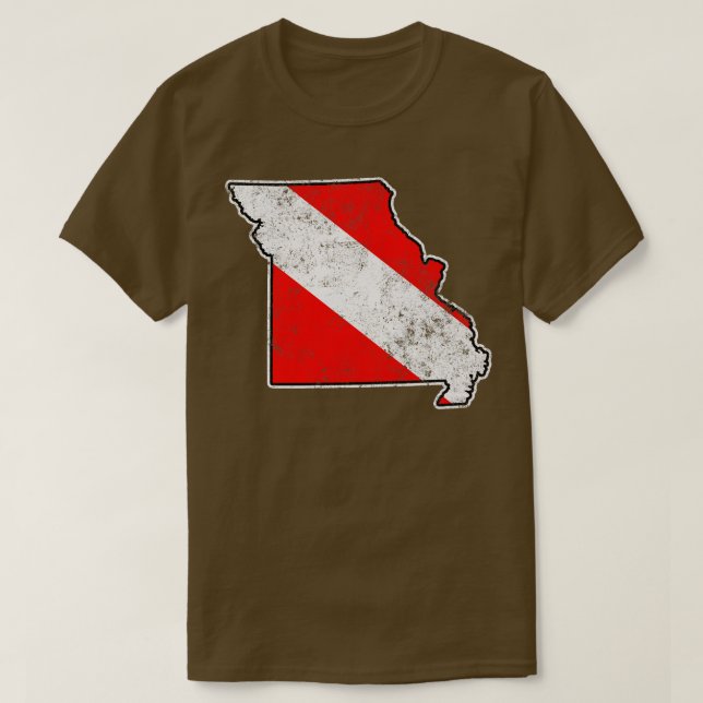 T-shirt Missouri Dive Drapeau Plongée Plongée Carte d'état (Design devant)