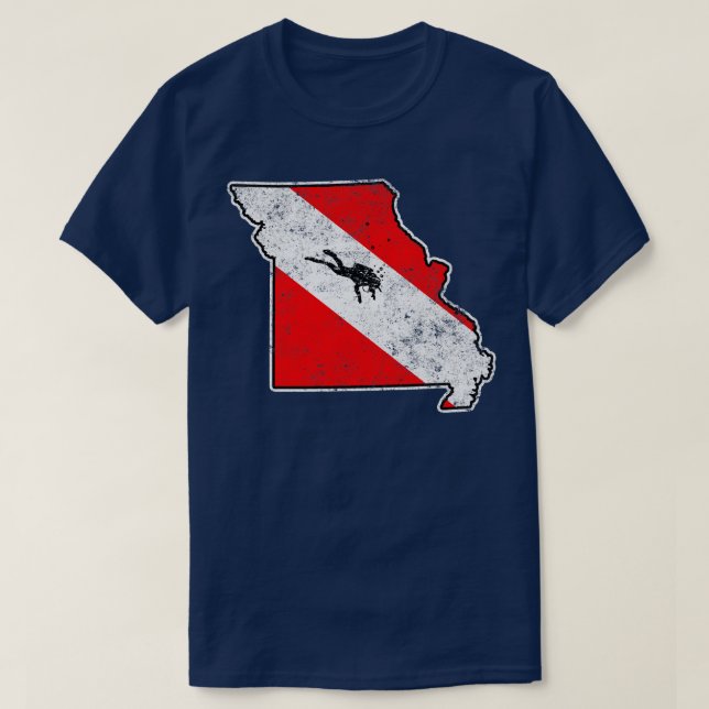 T-shirt Missouri Dive Drapeau Plongée Plongée Carte d'état (Design devant)