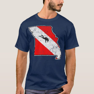 T-shirt Missouri Dive Drapeau Plongée Plongée Carte d'état