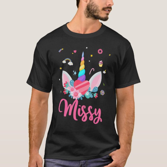 T-shirt Missy Of The Birthday Girl Unicorn Thème Magique U (Devant)