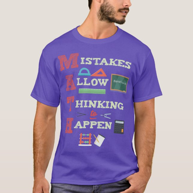 T-shirt Mistakes Allowhinkingo Happen Matheacher retro vin (Devant)