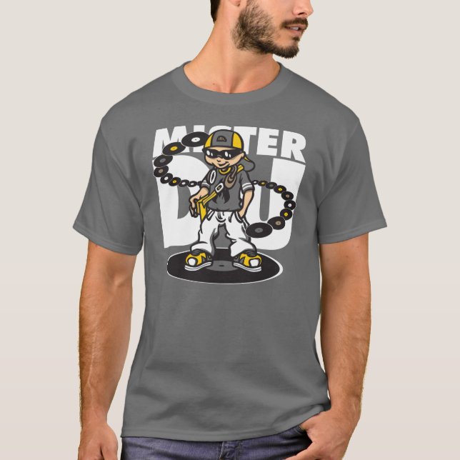 T-shirt Mister Dj and vinyls (Devant)