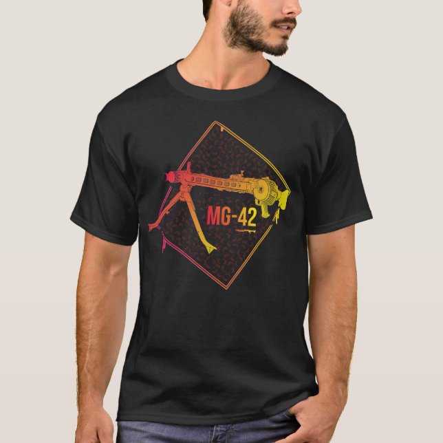 T-shirt Mitrailleuse allemande colorée MG-42 (Devant)