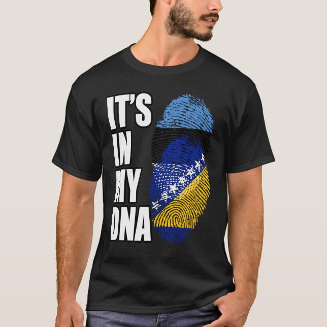 T-shirt Mix ADN drapeau patrimoine bosnien et estonien (Devant)