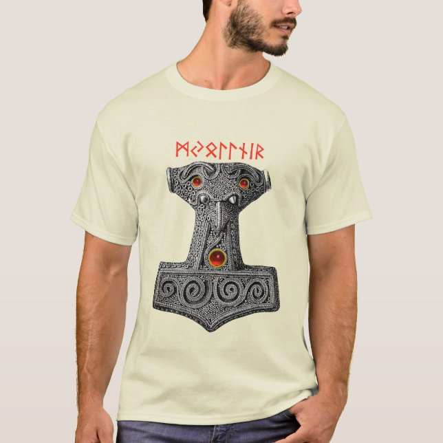 T-shirt MJOLNIR Hammer de Thor, Viking Mythology Ivory (Devant)
