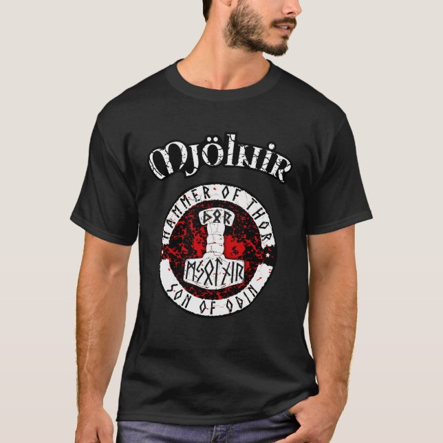 T-shirt Mjolnir Marteau de Thor Fils d'Odin Dieu du Tonner (Devant)
