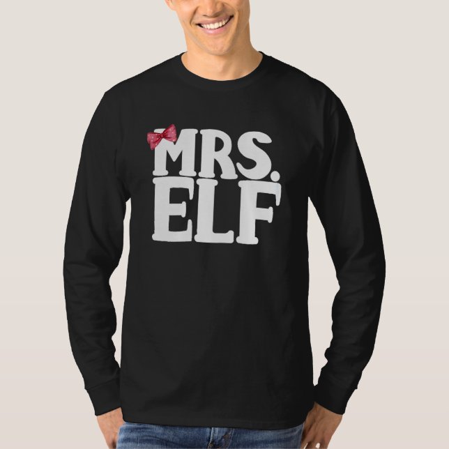 T-shirt Mme Elfe  M Elfe  Accouplement de couples de Noël (Devant)